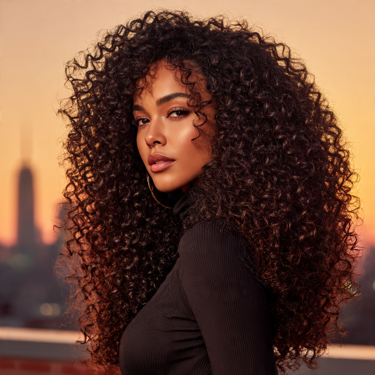 a stylish woman showcasing a voluminous twist out