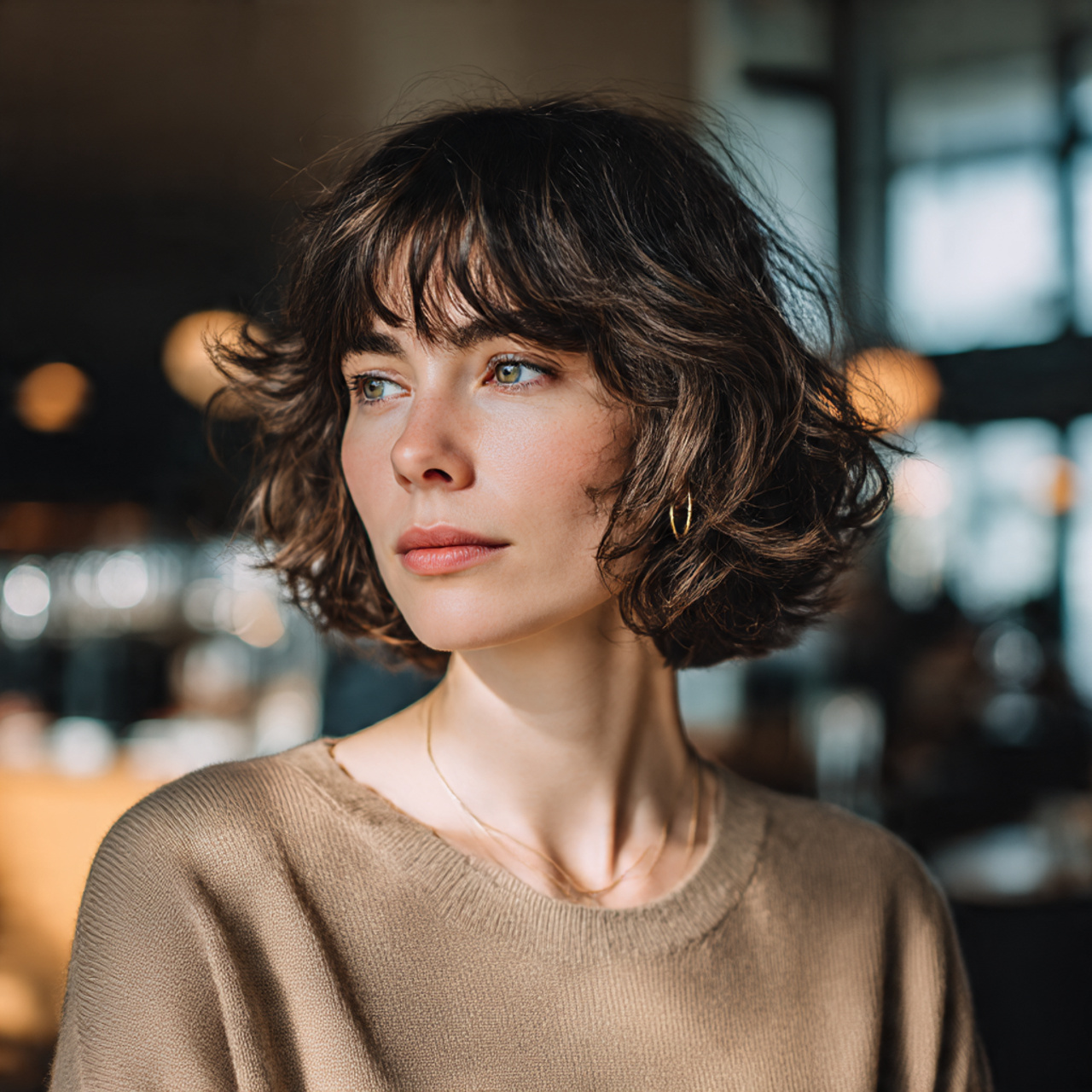 a stylish woman with a french shag
