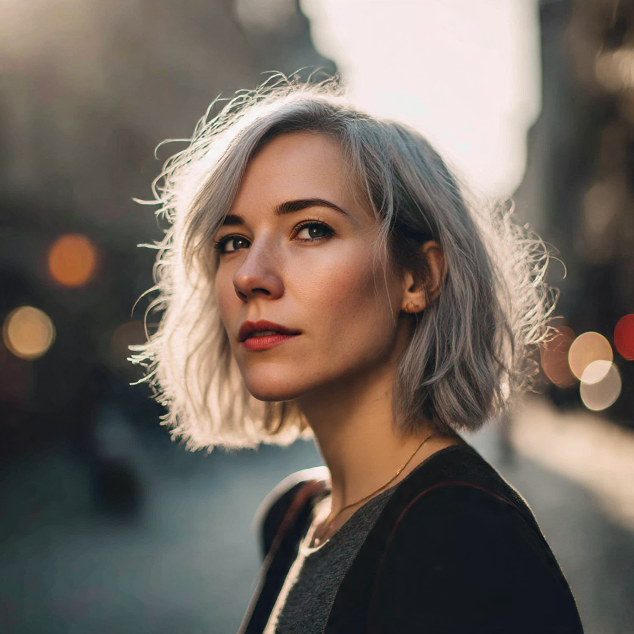 a stylish woman with a growing out