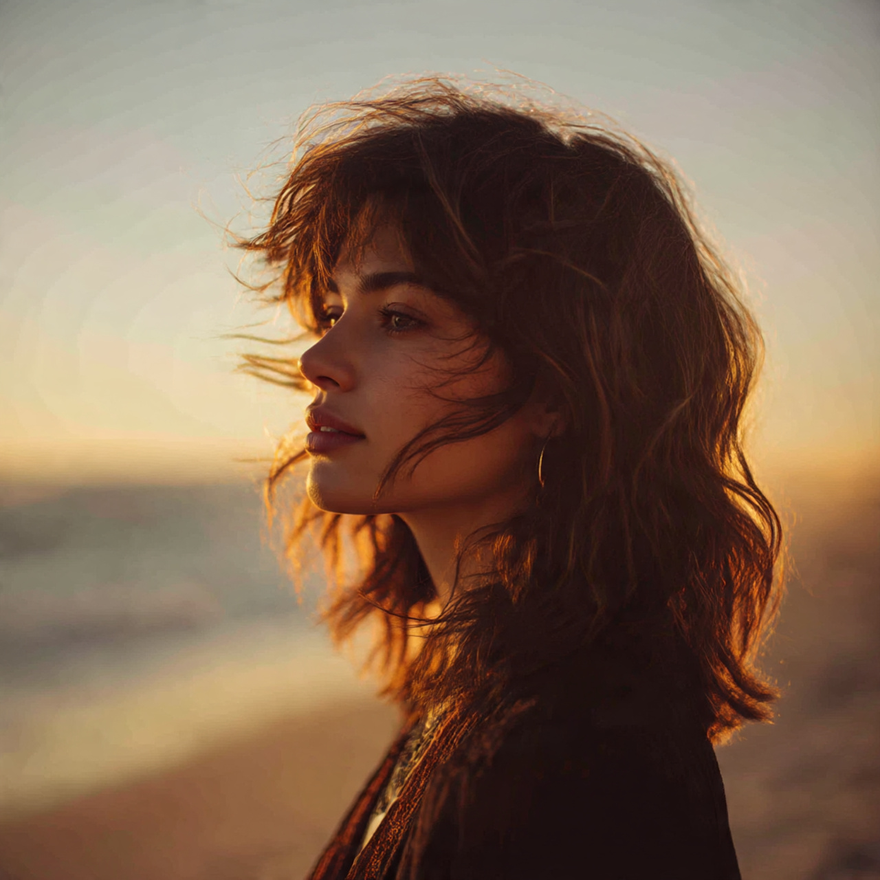 a stylish woman with a medium length wolf