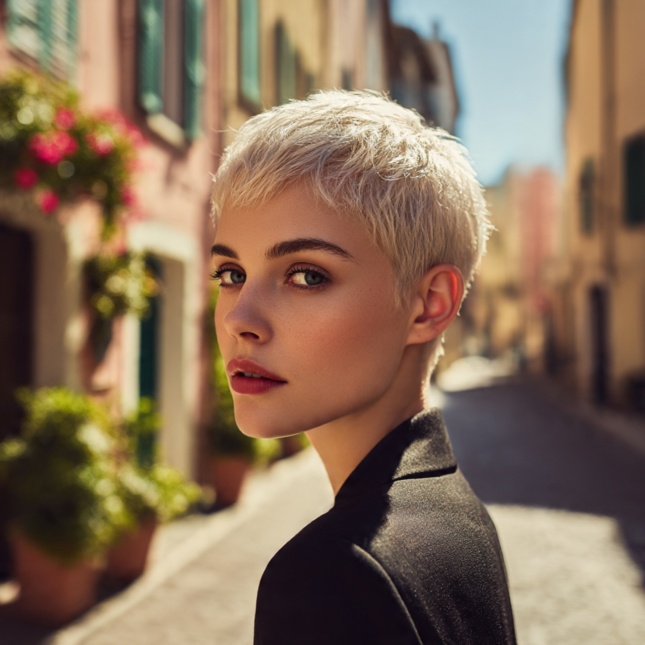Bold & Chic: 20 Short Cropped Hairstyles Ideas 16 a stylish woman with a sharp platinum