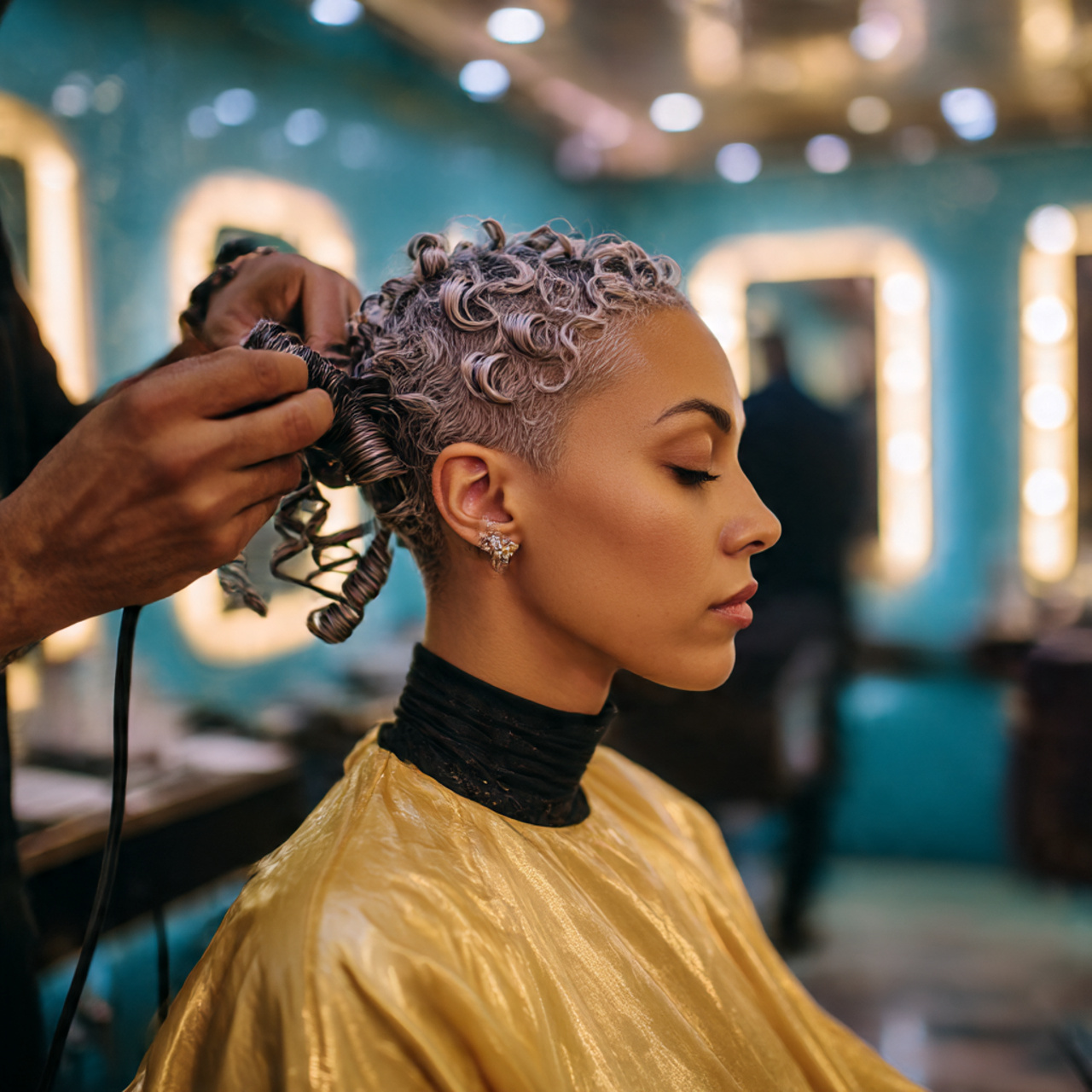 a stylish woman with a textured buzz 1