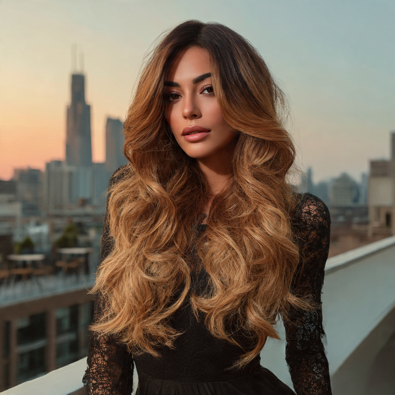 a stylish woman with an ombre color