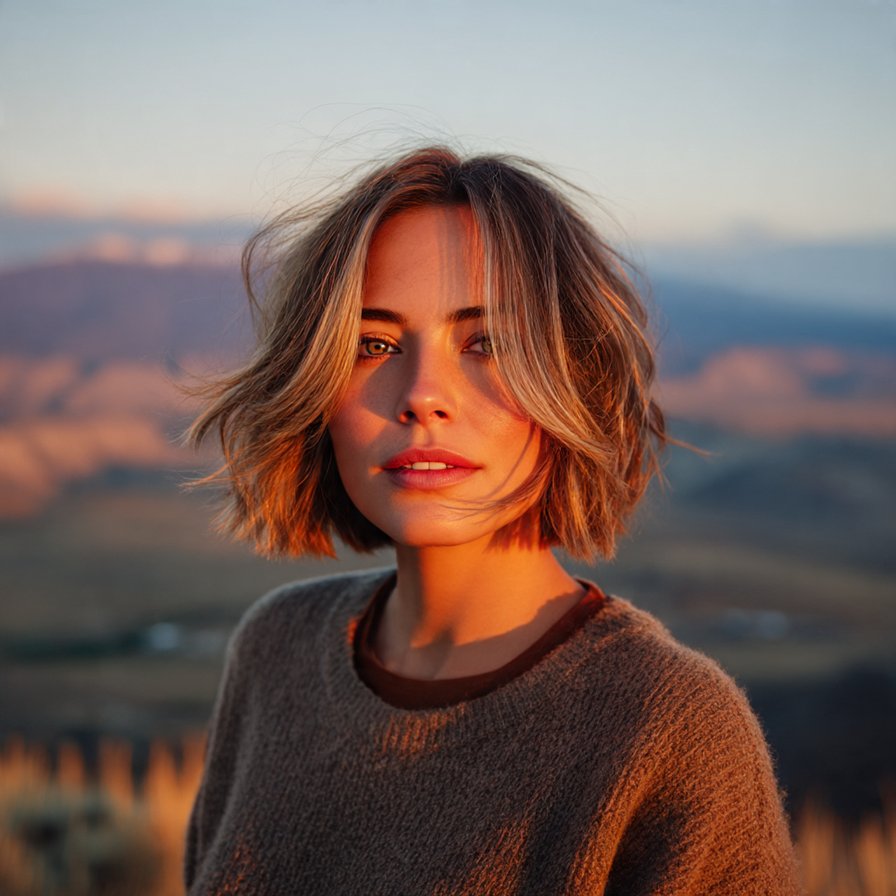 a stylish woman with butterfly cut short 2