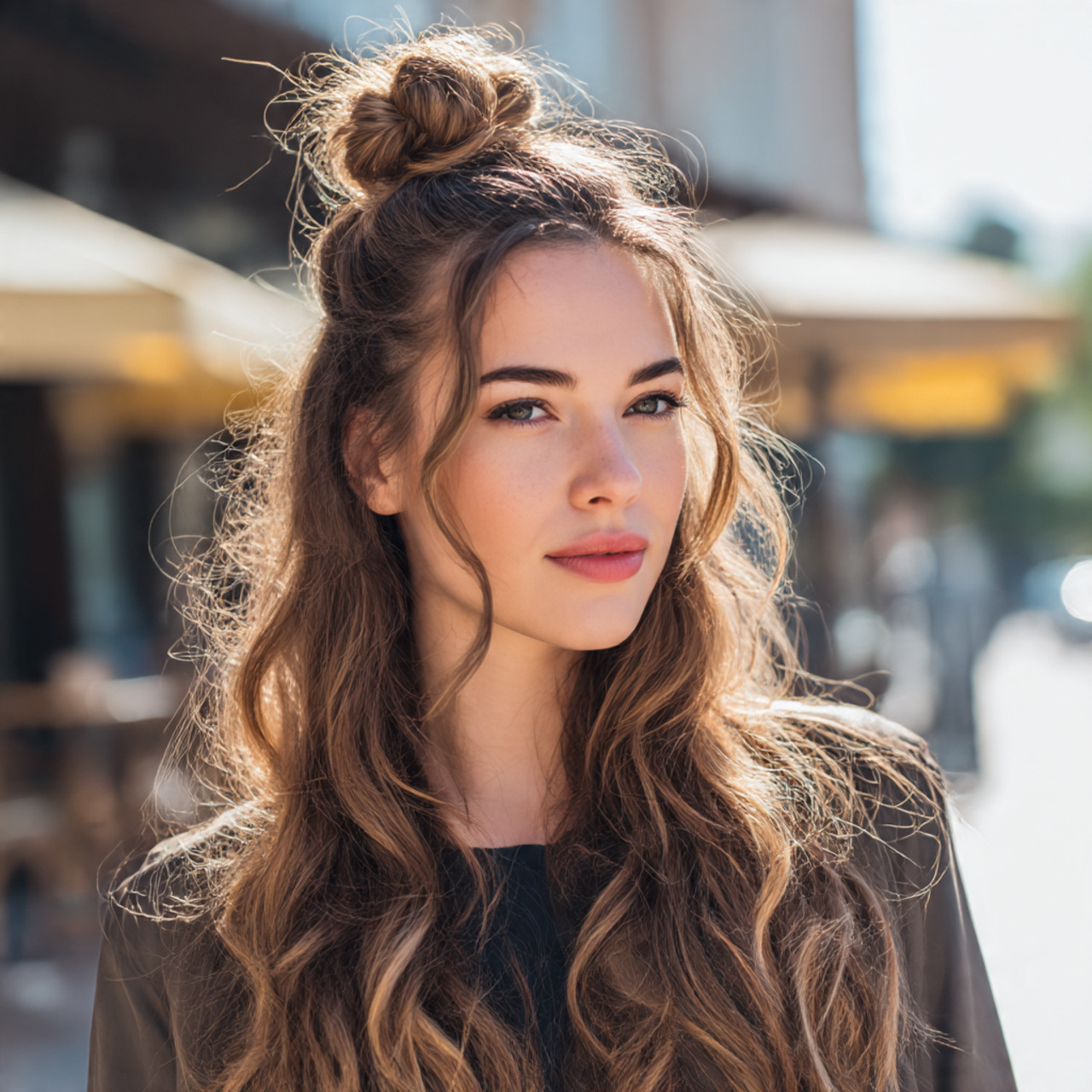 Best Long Hairstyles for Women: 27 Chic Ideas 6 a stylish woman with modern half up knot