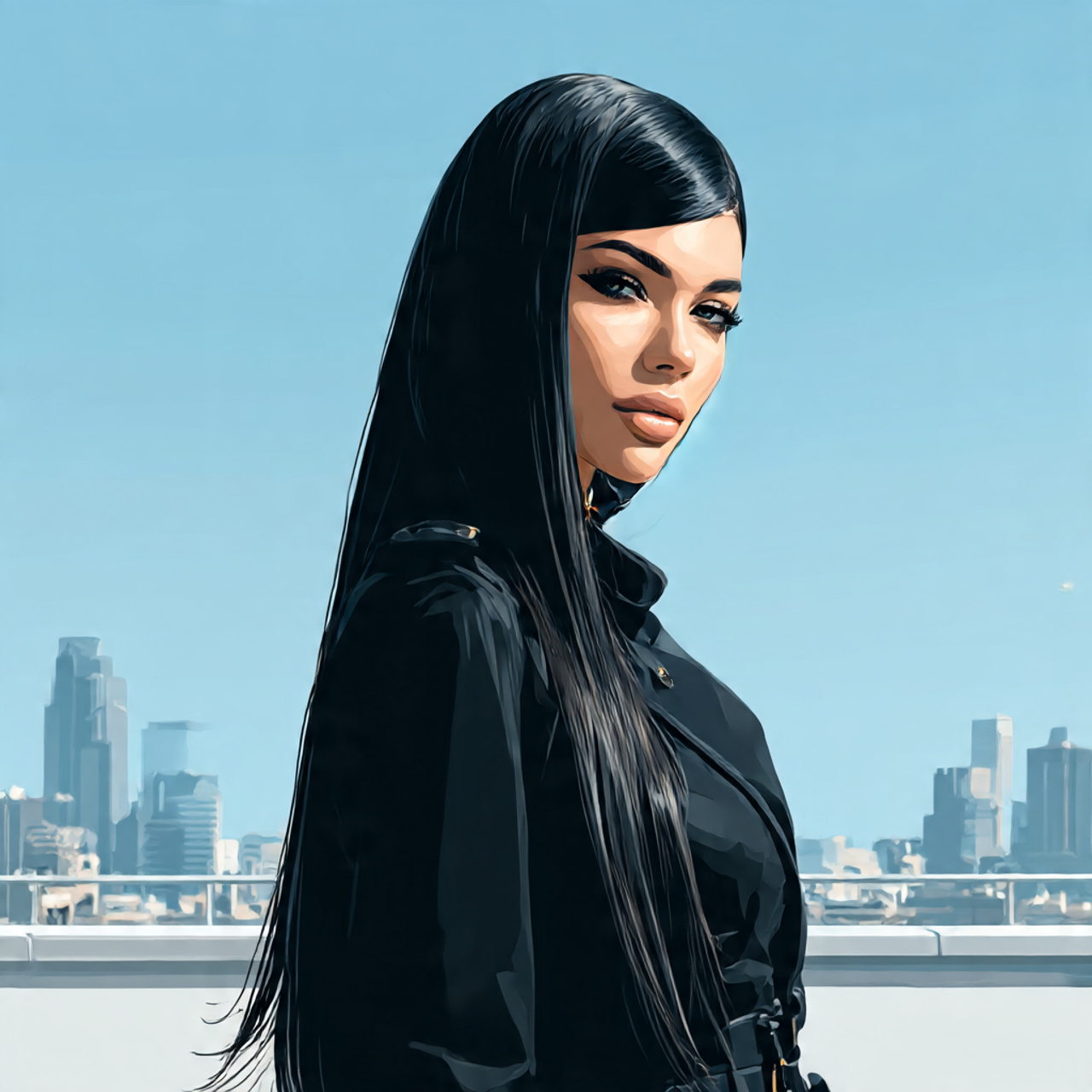 a stylish woman with perfectly straight long