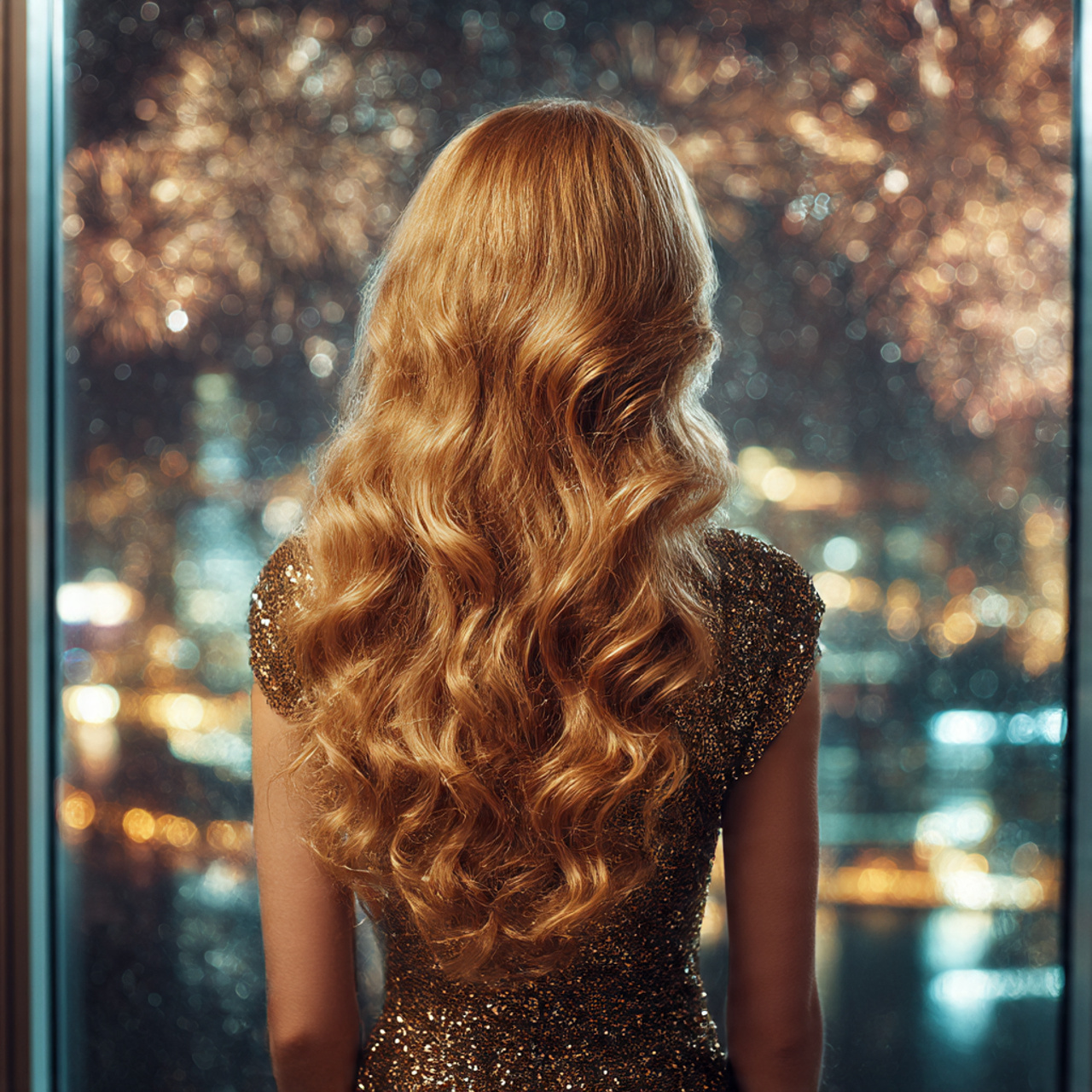 a stylish woman with radiant champagne blonde
