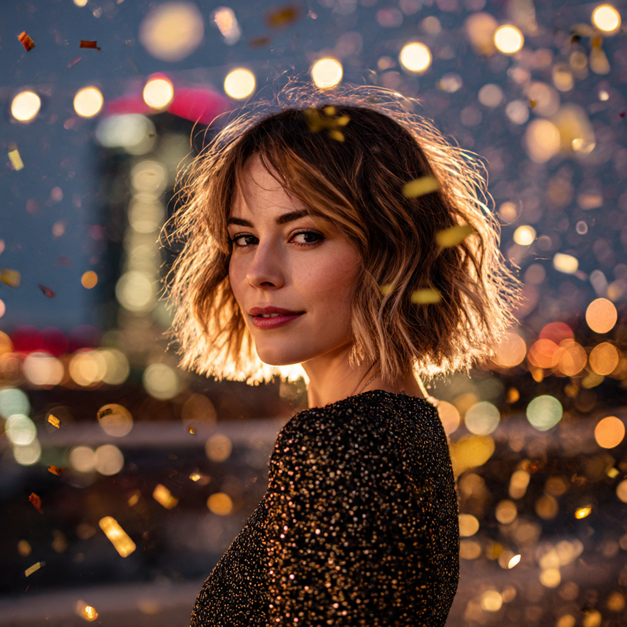 a stylish woman with shoulder length hair featuring