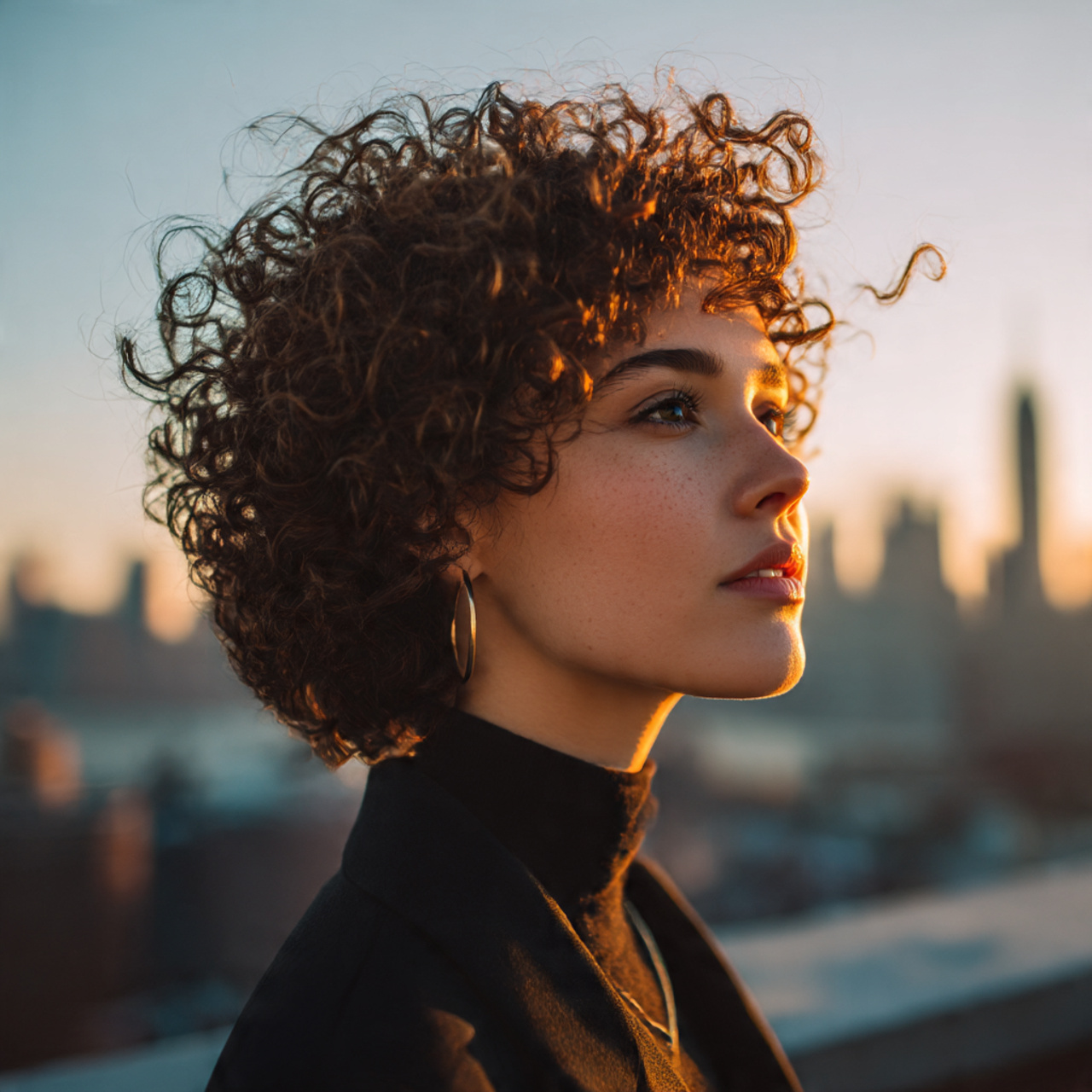 27 Stunning Face-Framing Curly Hair Ideas for Every Curl Type 14 a stylish woman with well defined face framing curly