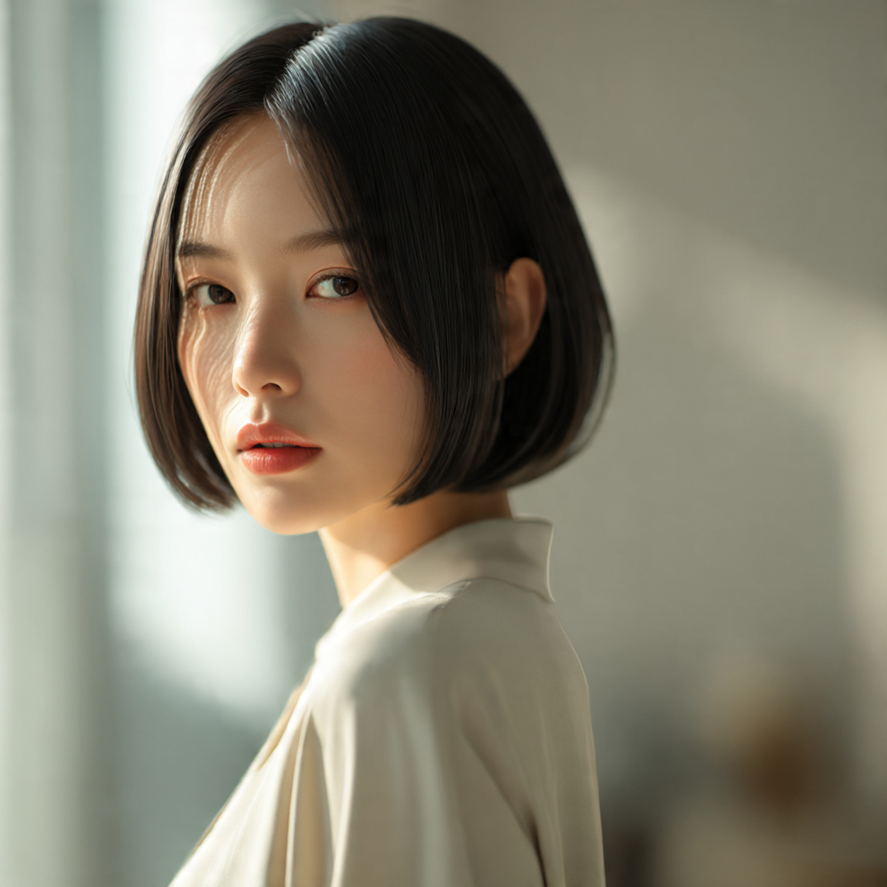 a stylish young korean woman with a