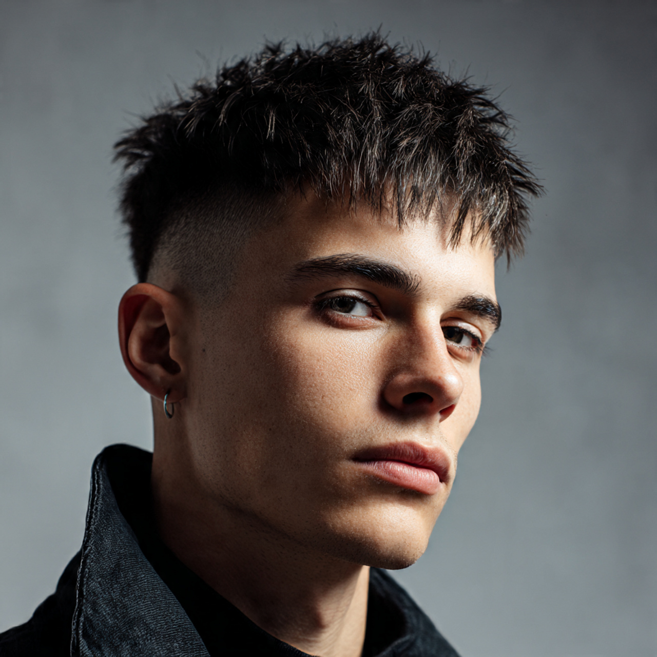 a stylish young man with straight hair