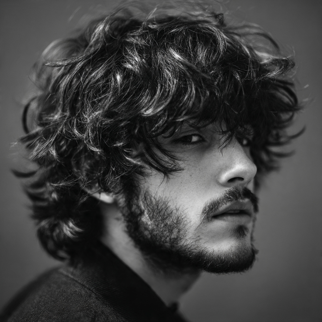 a stylish young man with thick medium length