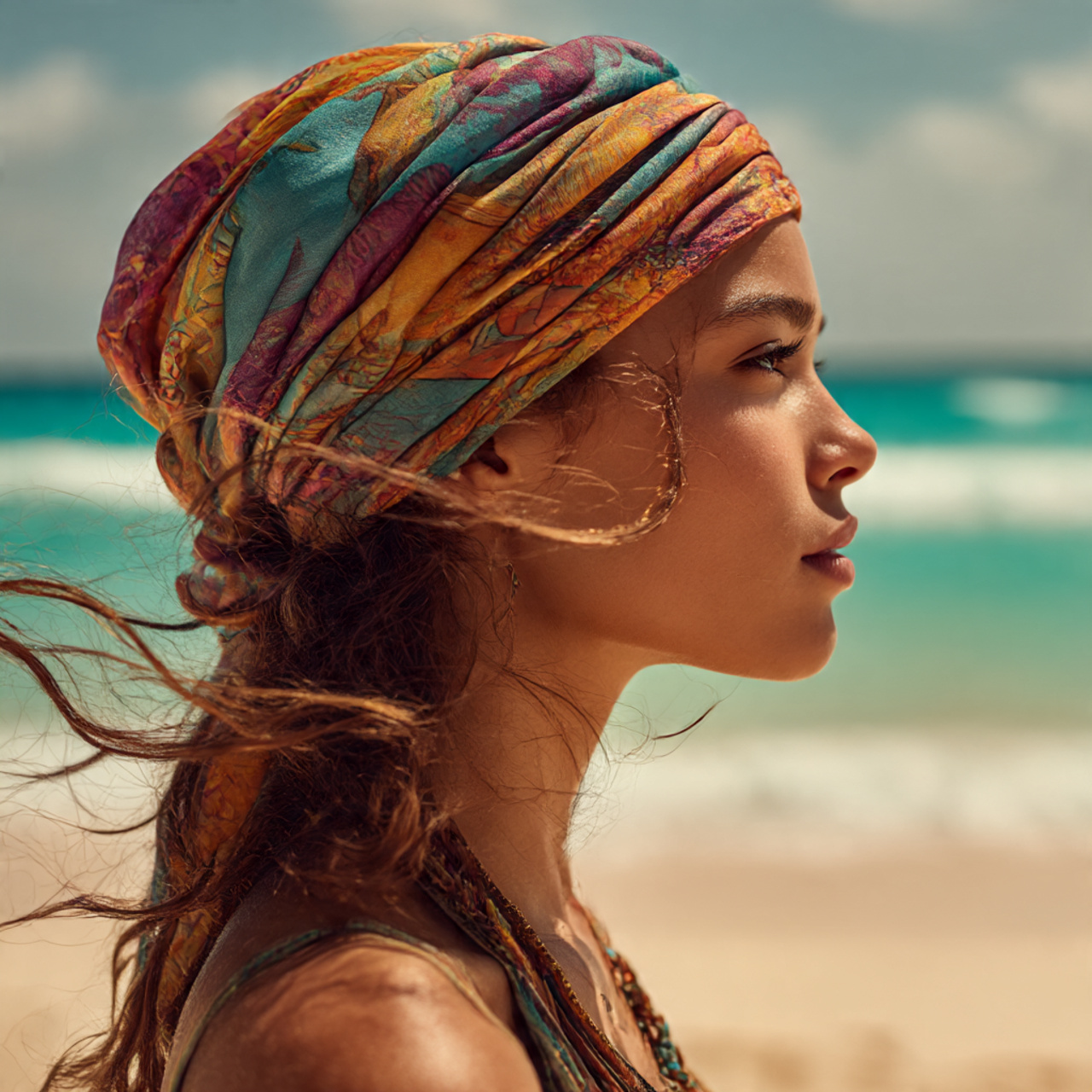 a stylish young woman on a sunny