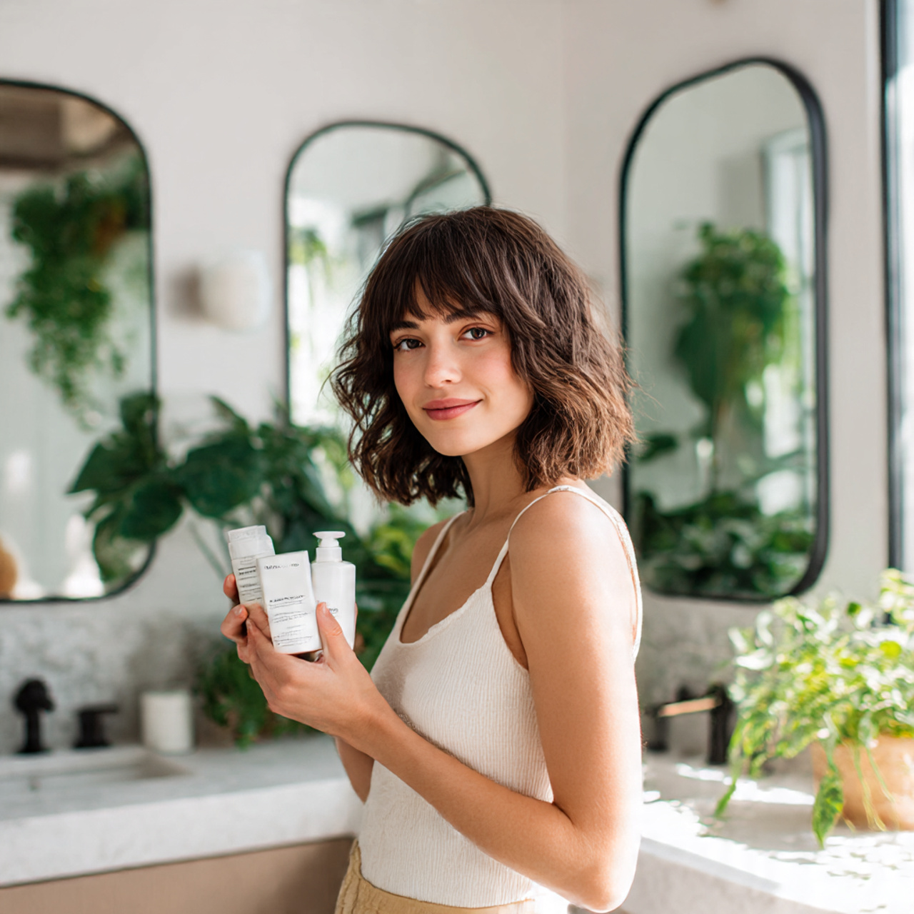 a stylish young woman with a layered