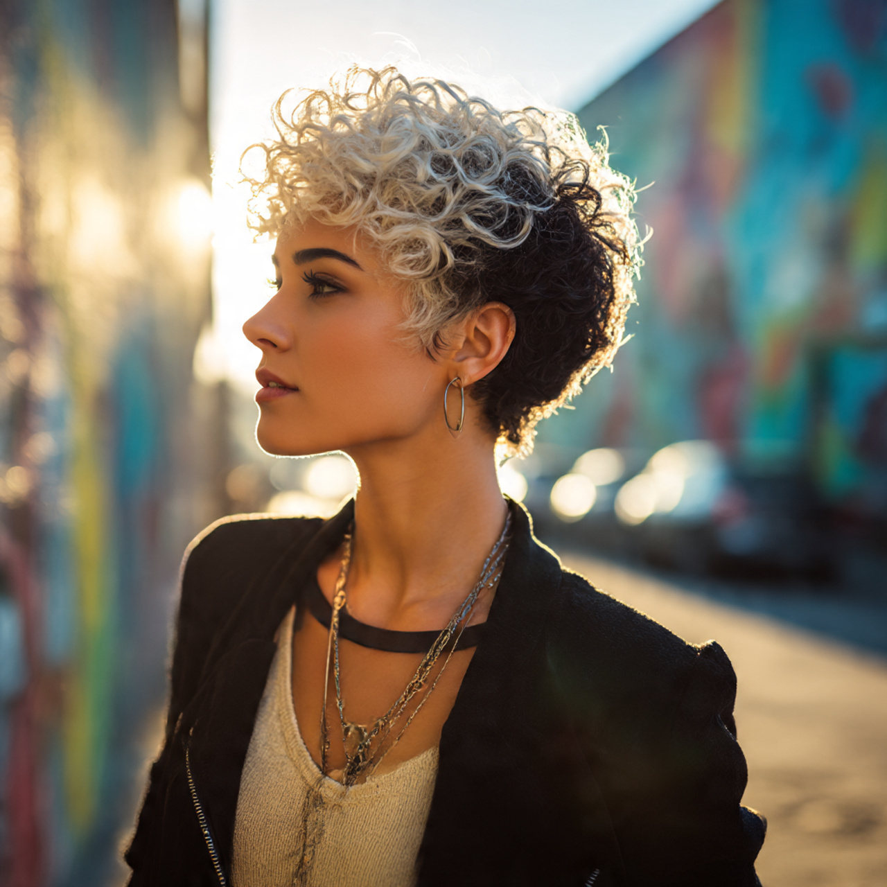 a stylish young woman with a two tone