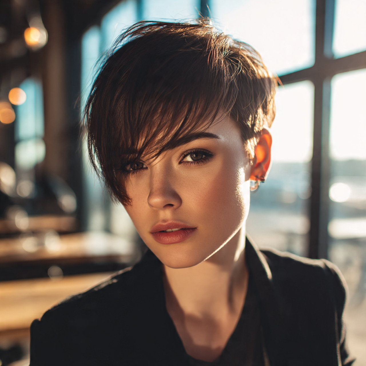 a stylish young woman with an asymmetrical