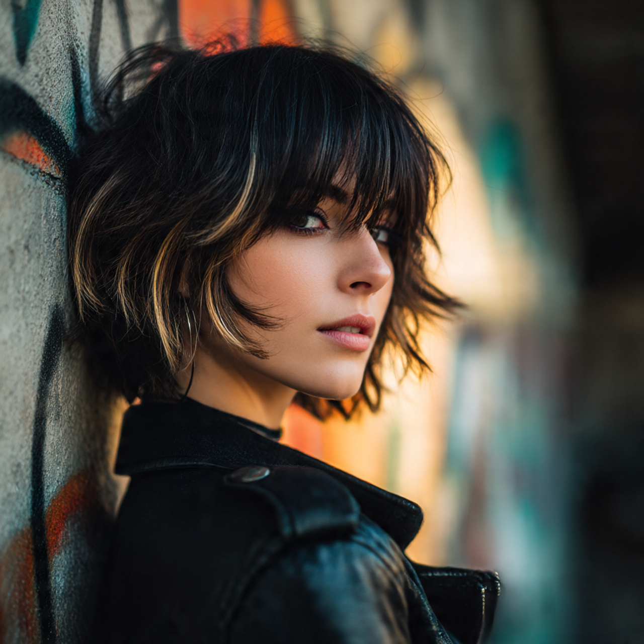 a stylish young woman with emo fringe