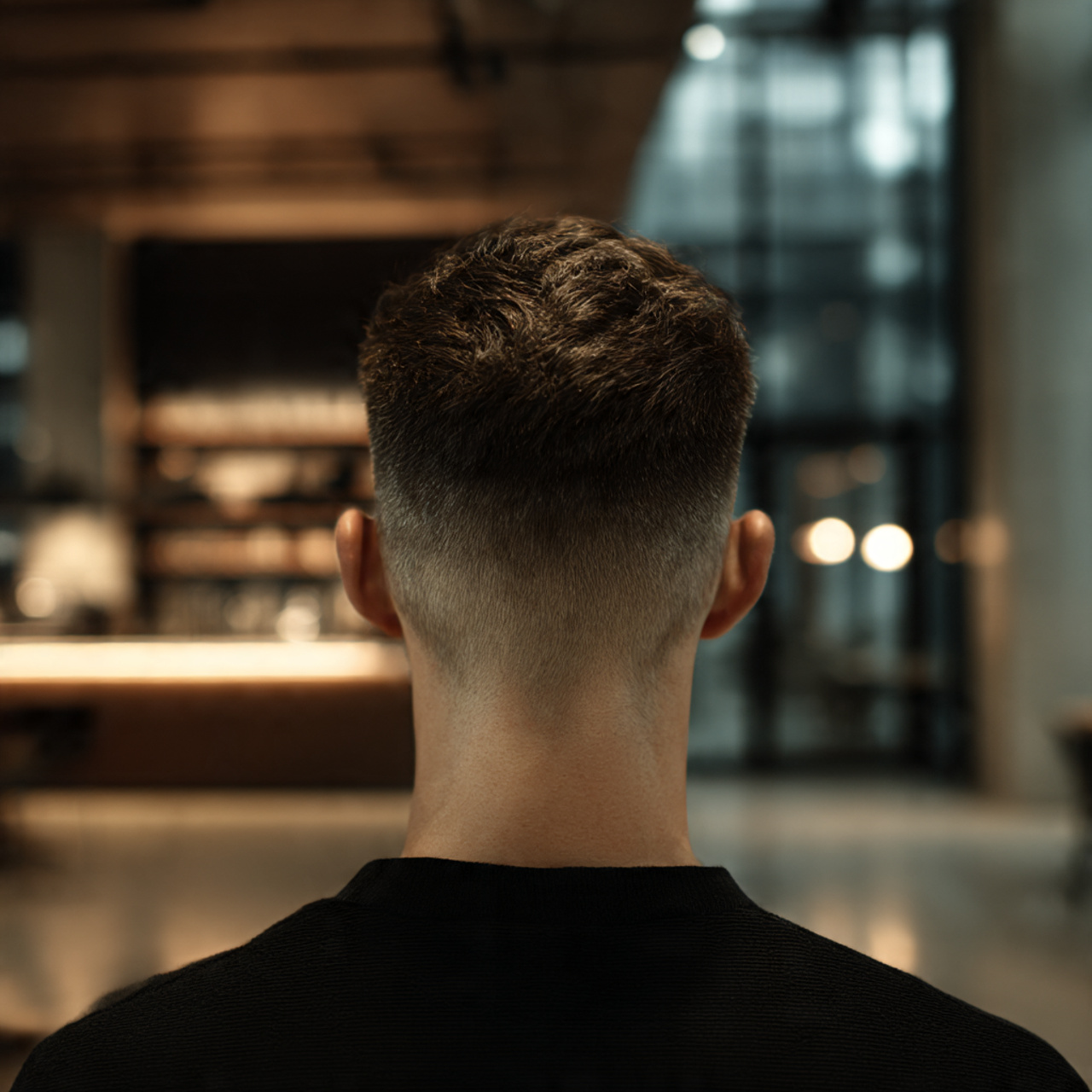 a trendy man with a clippered nape