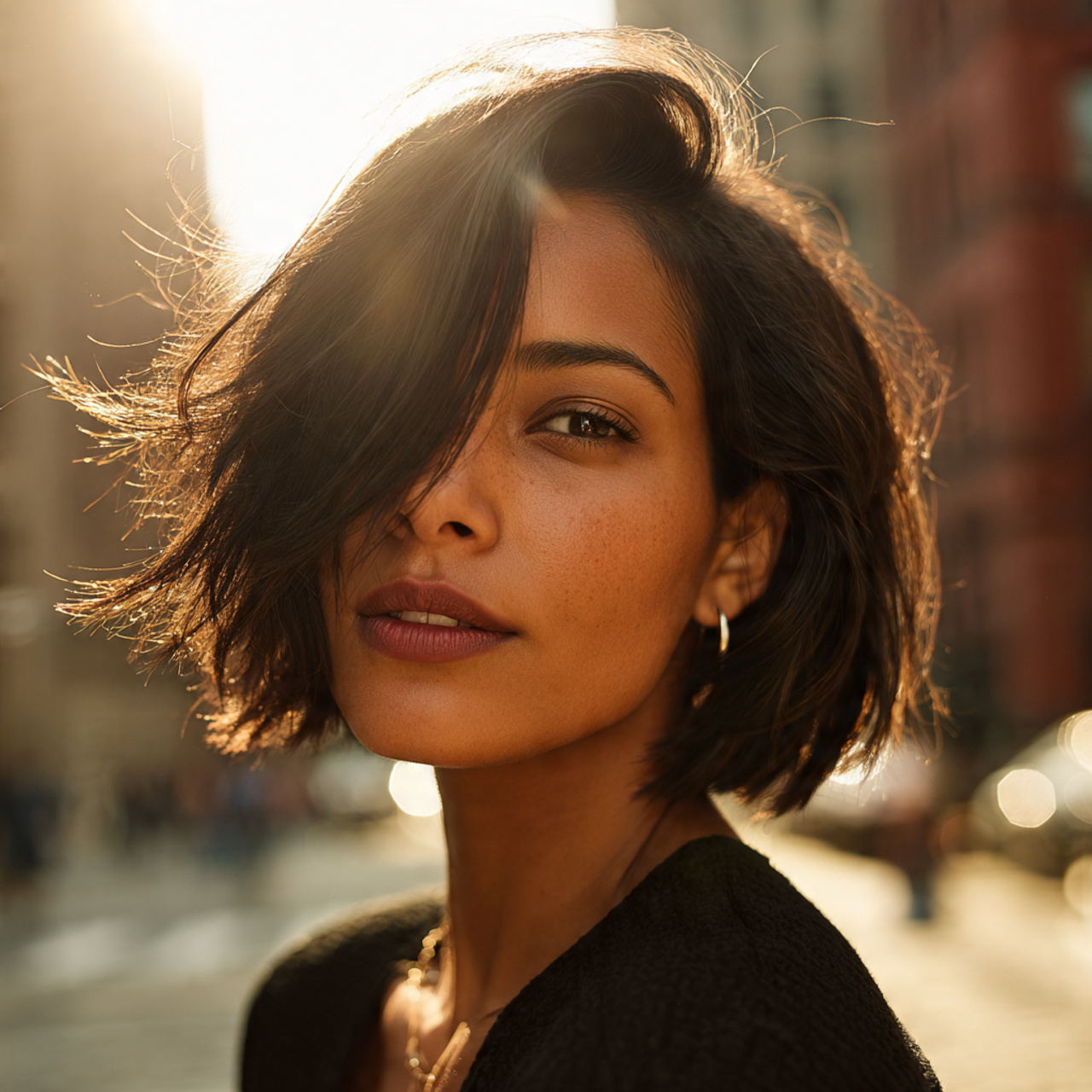 a unique woman with a deep side parted