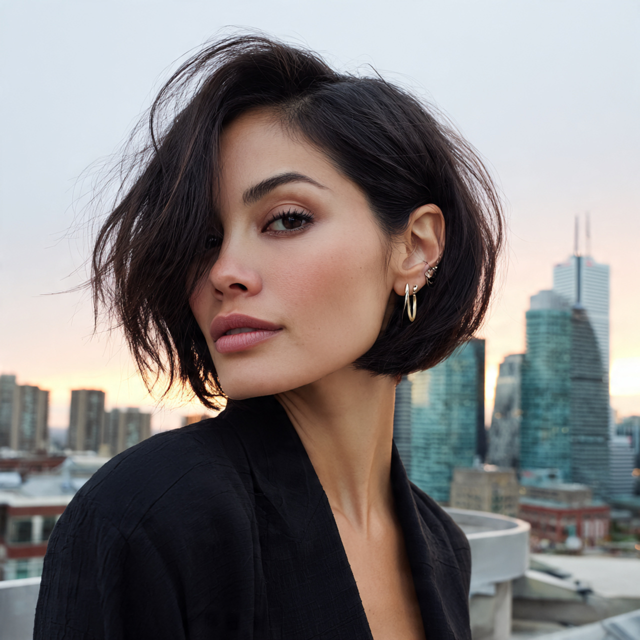 a unique woman with a heart shaped face