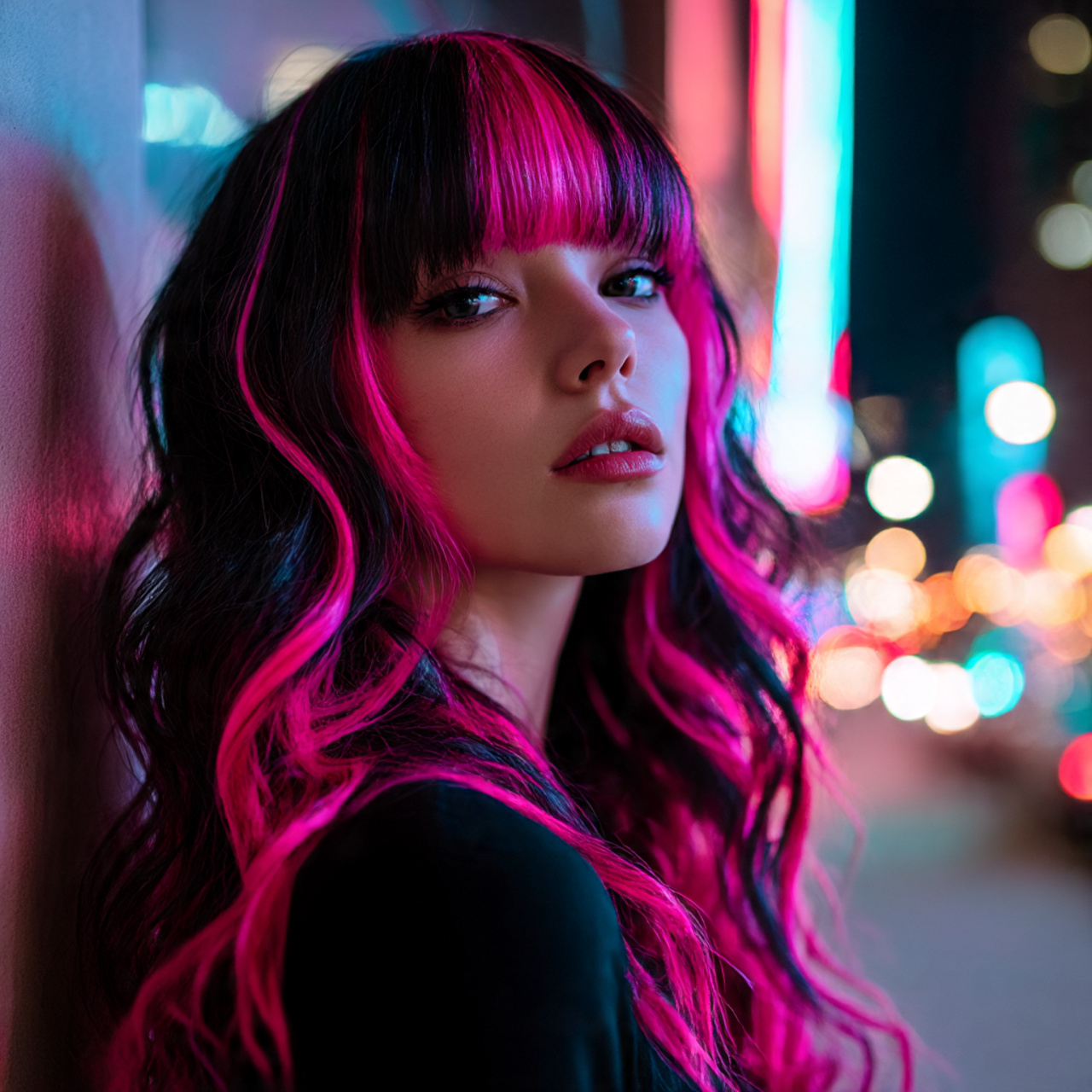 20 Wavy Wolf Cut with Bangs Ideas To Boost Self Confidence 19 a vibrant realistic portrait of a model