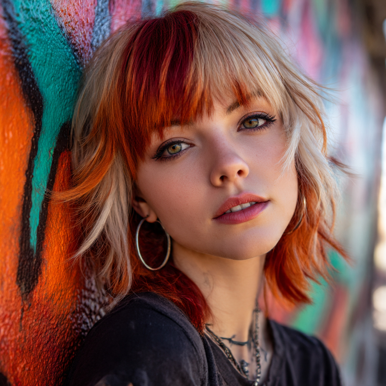 a vibrant realistic portrait of a woman