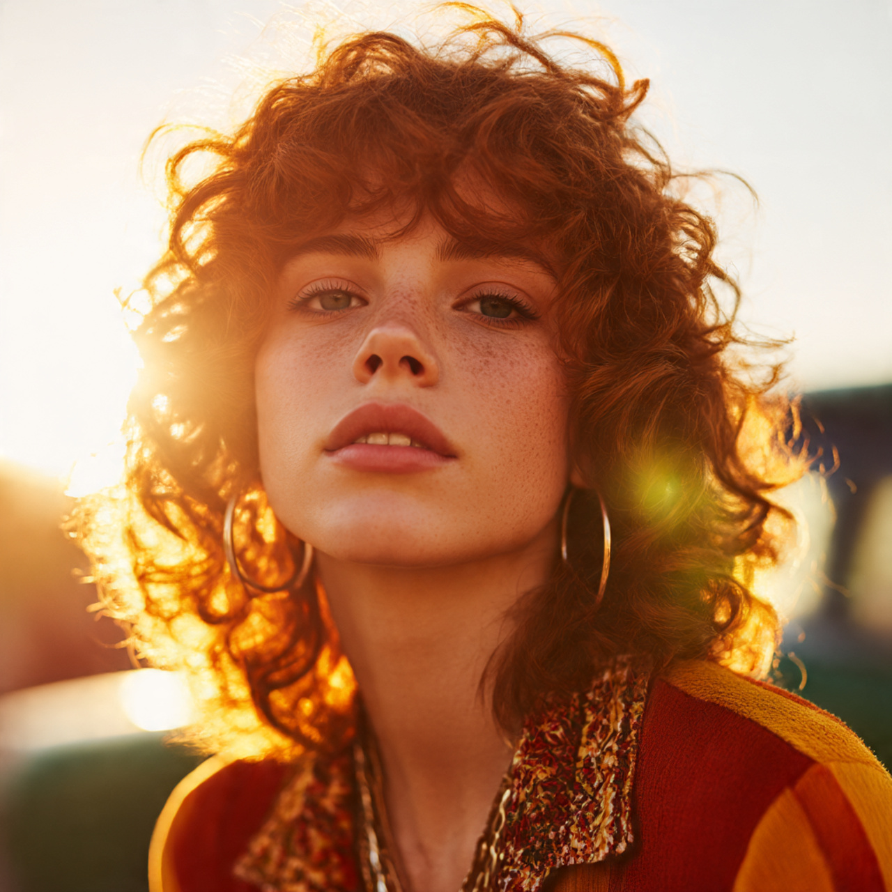 a vibrant woman with a retro 70s inspired