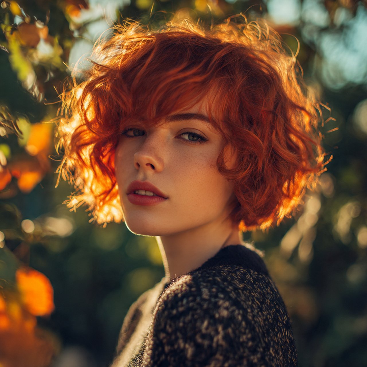 a vibrant young woman with a fiery