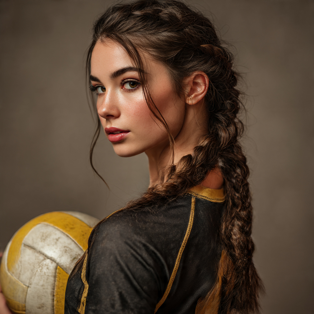 a volleyball player with a long fishtail