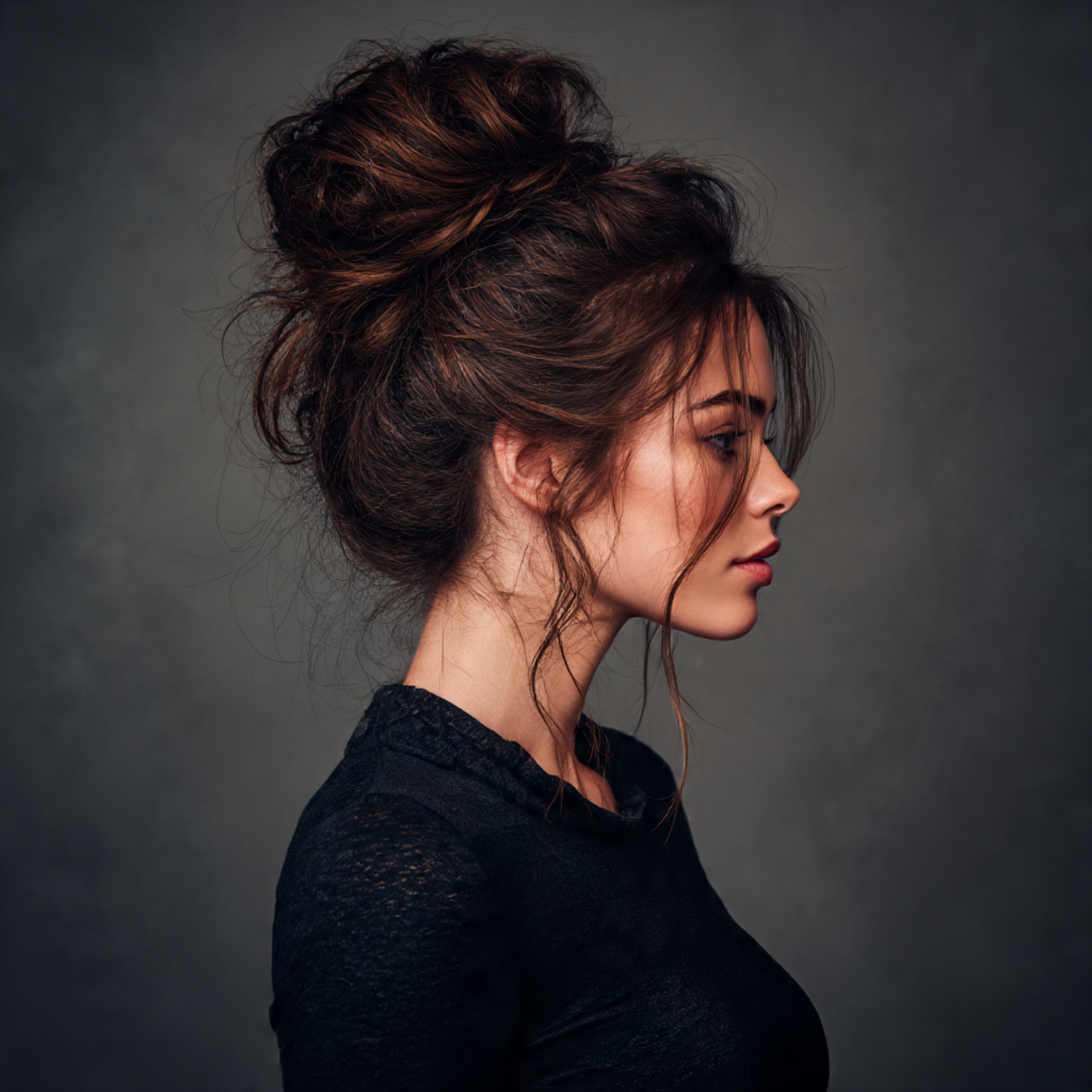 Long Hair Undos: 25 Elegant Styles to Elevate Your Look 5 a voluminous messy high bun on long