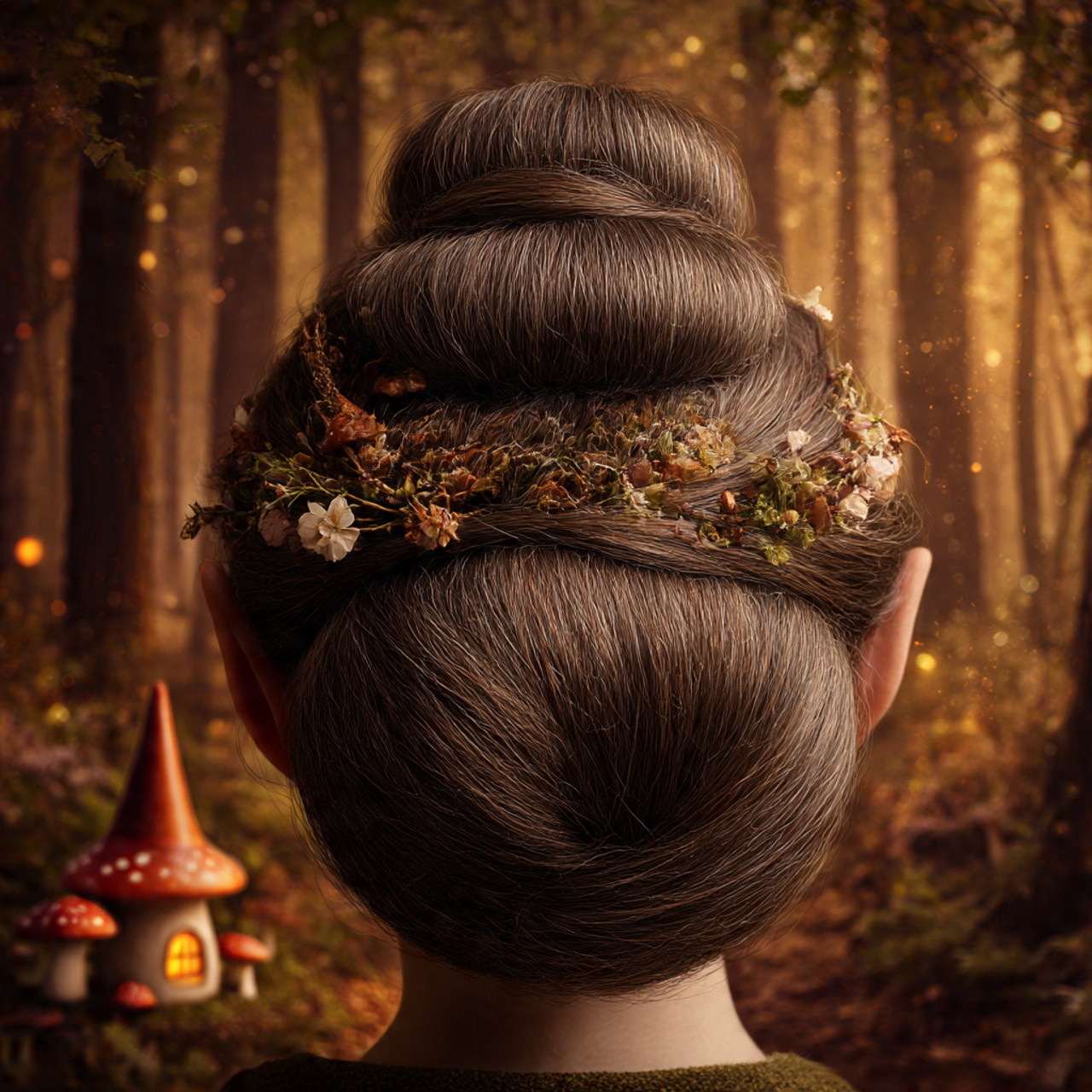 a whimsical halloween hair idea featuring a
