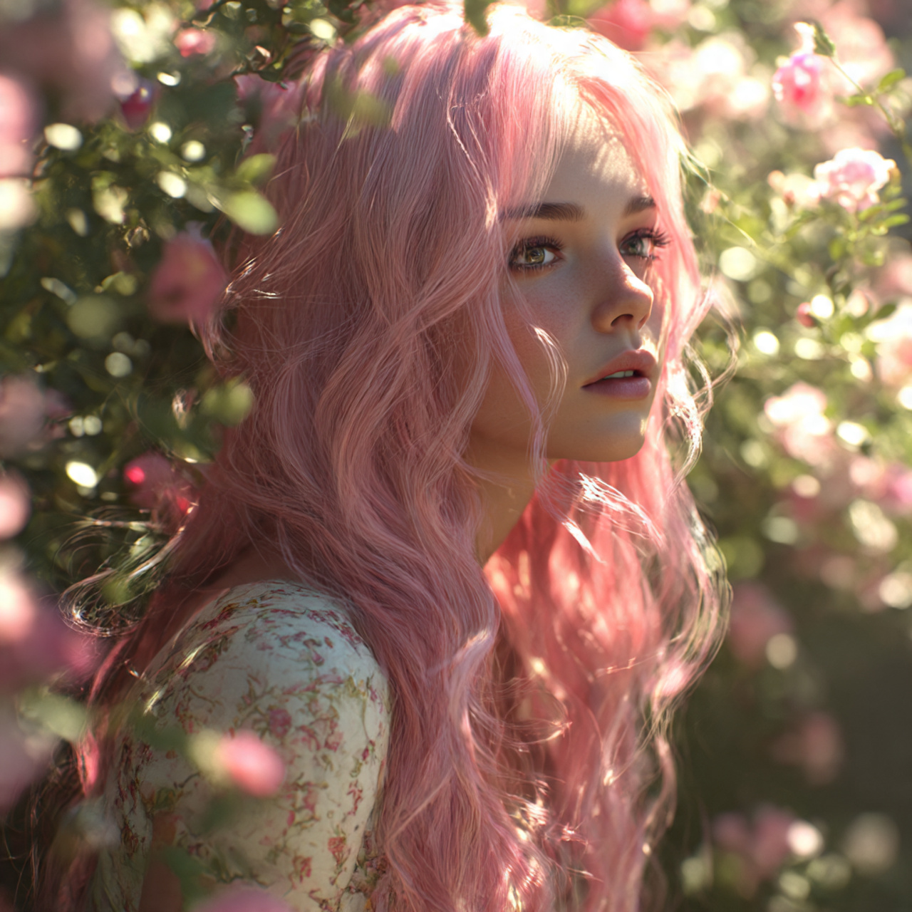 a whimsical woman with sweet pink frost 1