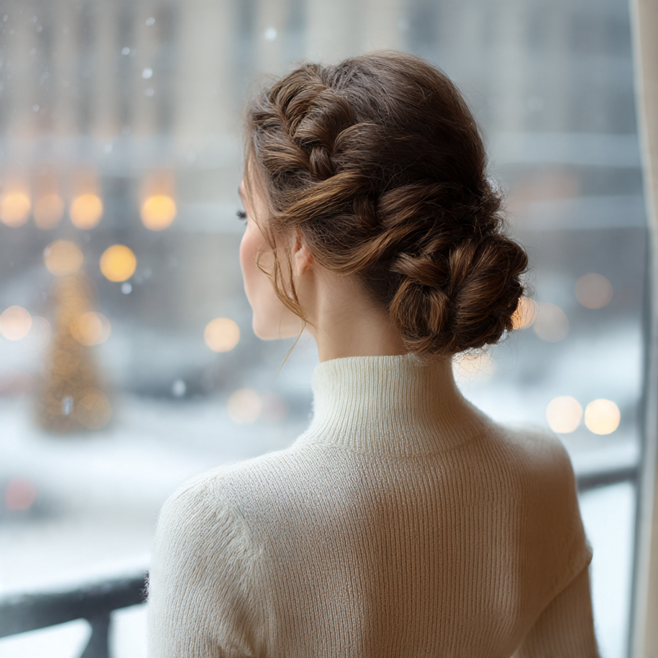 a woman showcasing a creative french braid