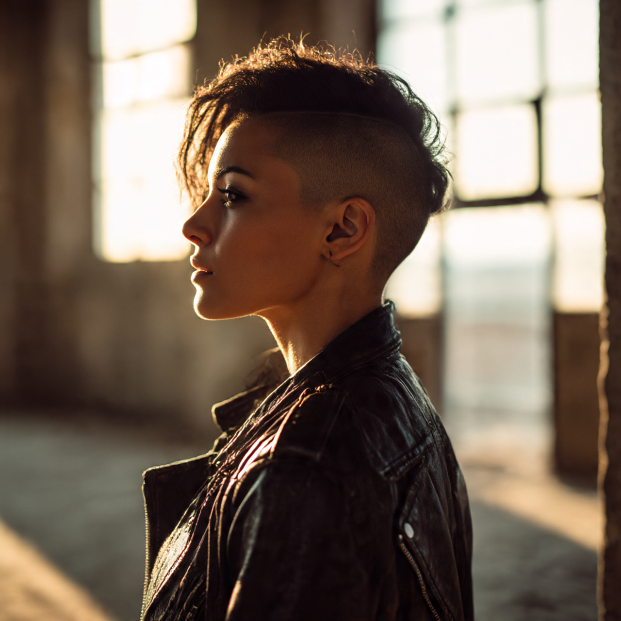 a woman showing an edgy undercut rocker