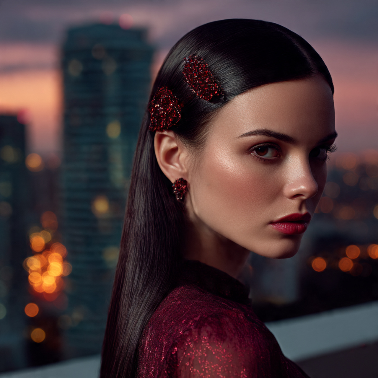 a woman with a deep side part