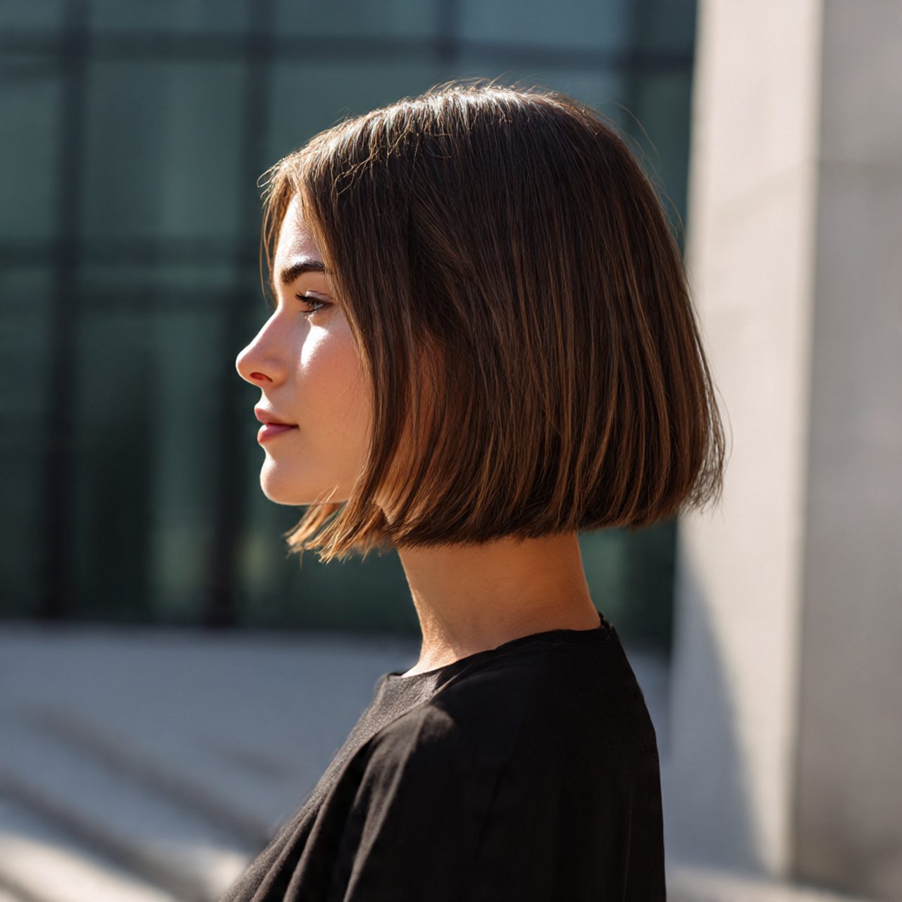 a woman with a gradient a line long