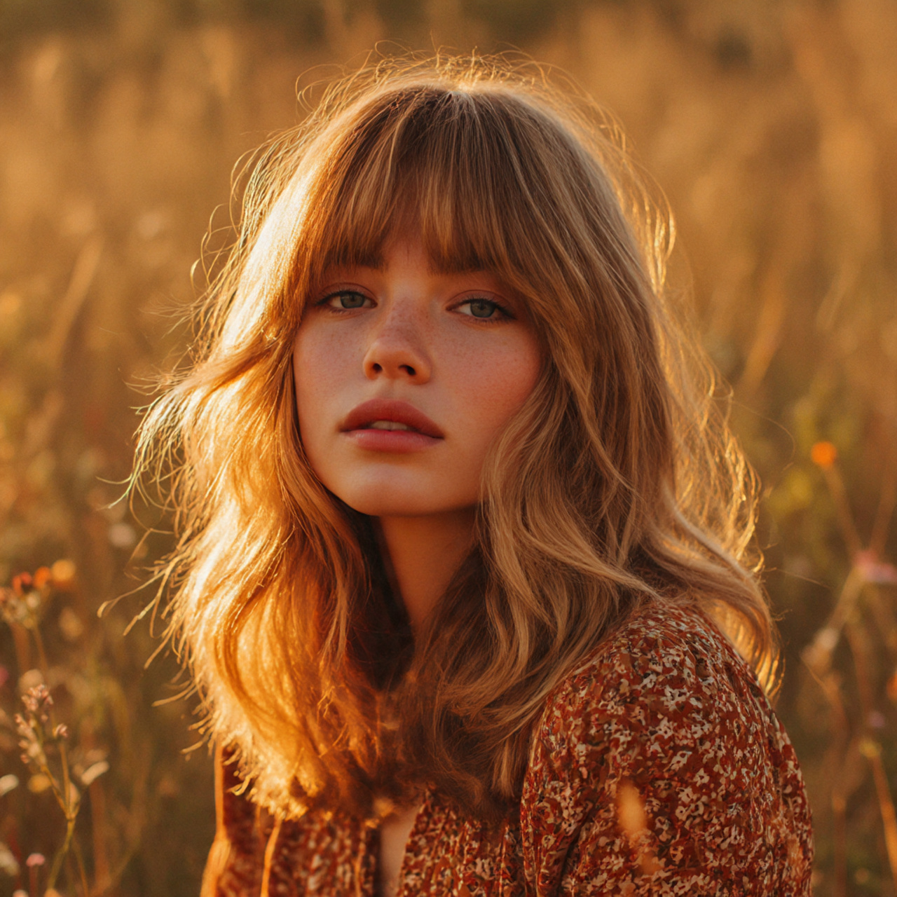 Blonde Wolf Cut with Bangs: 15 Stunning Hair Ideas You Need to Try 2 a woman with a honey blonde dimension