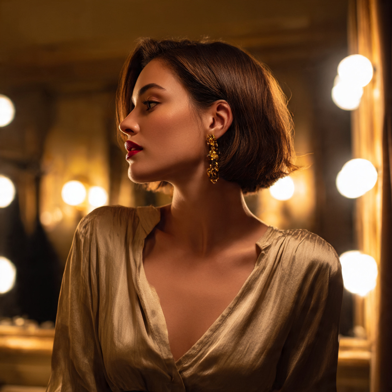 a woman with a long bob cut