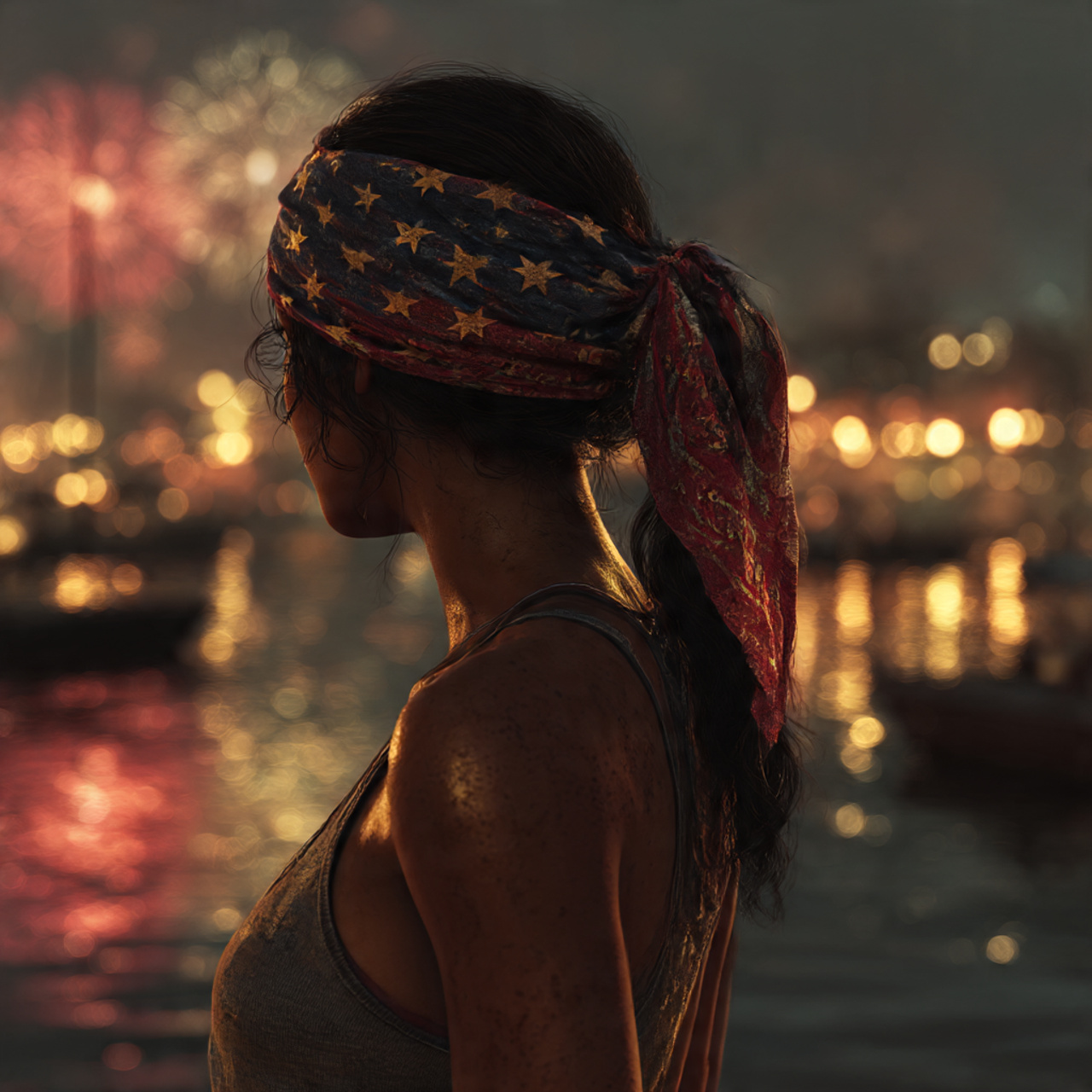 a woman with a loose low ponytail