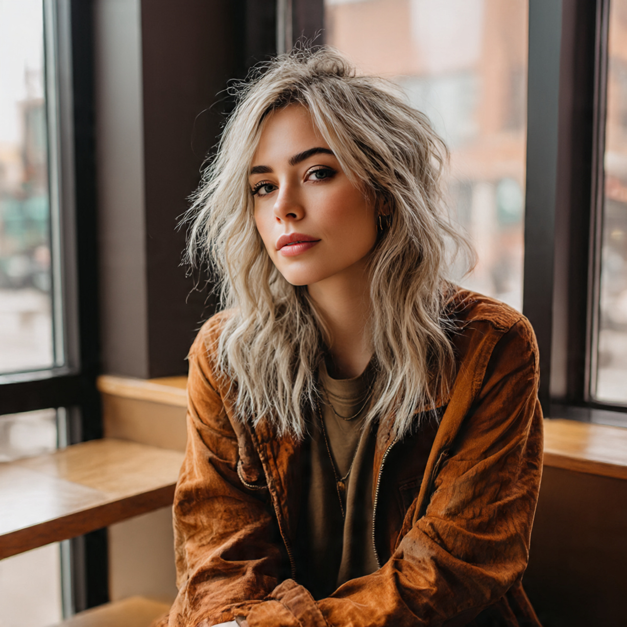 a woman with a modern grunge rocker