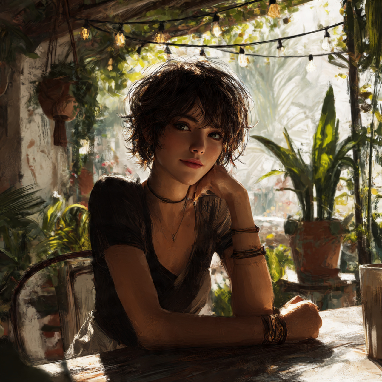 a woman with a natural messy wolf