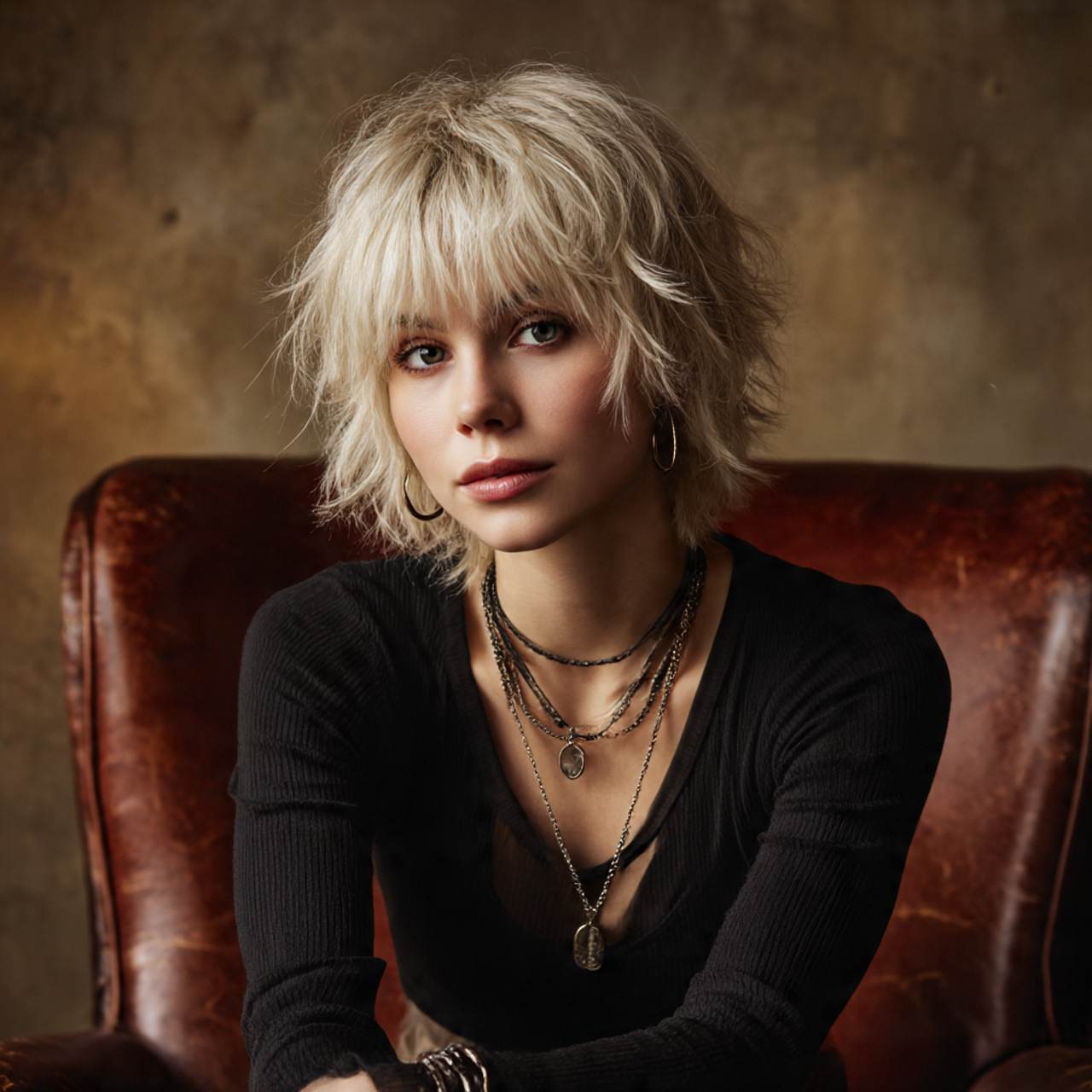 a woman with a shaggy wolf cut