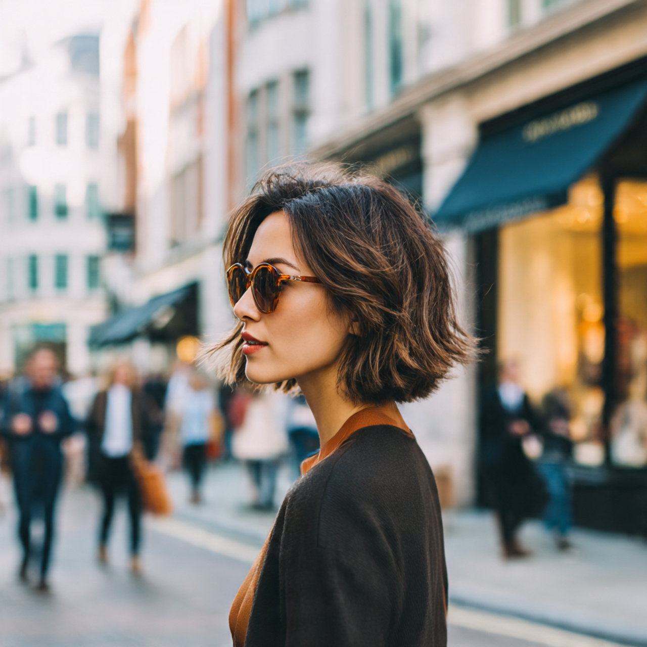 a woman with an asymmetrical long bob
