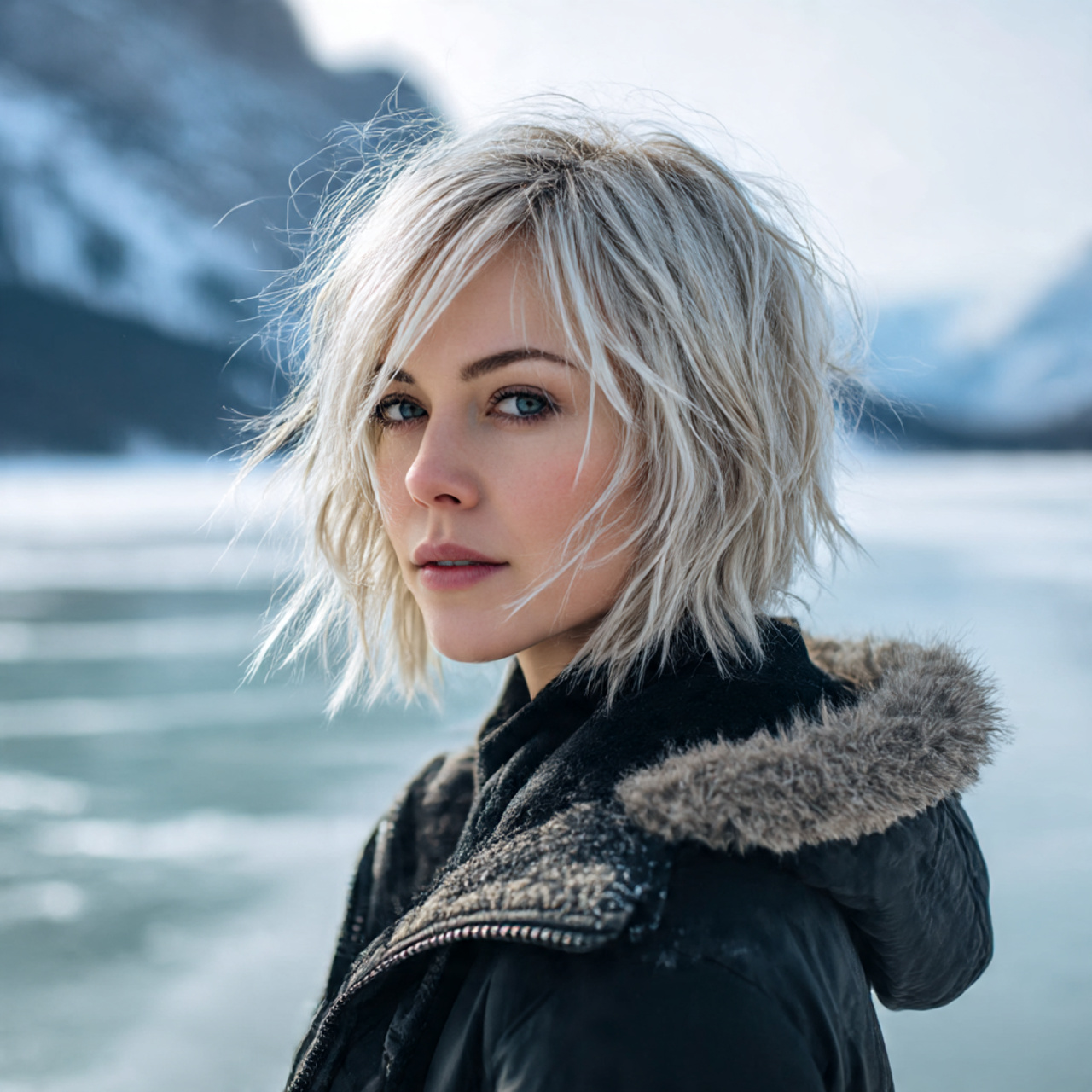27 Hottest Winter Wolf Cut Ideas & Styles 13 a woman with an icy blonde winter