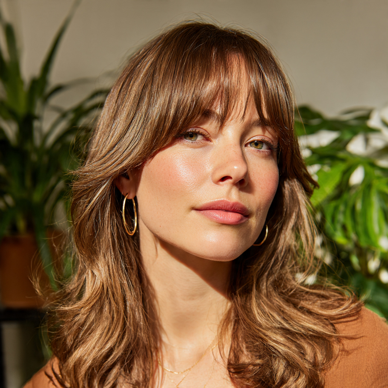 a woman with an oval face featuring