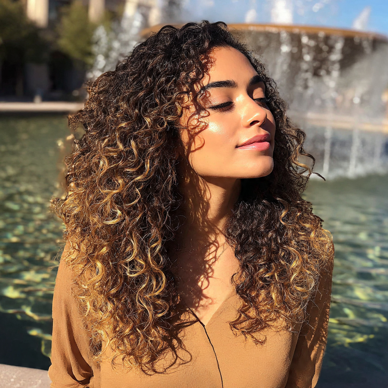 27 Stunning Face-Framing Curly Hair Ideas for Every Curl Type 13 a woman with face framing curly hair featuring