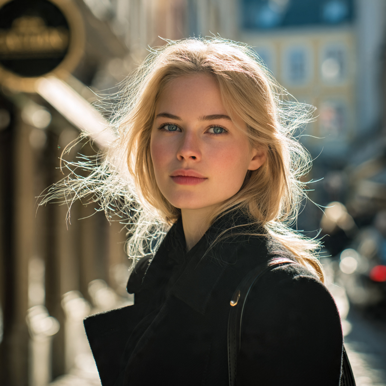 a woman with fine face framing blonde ribbons