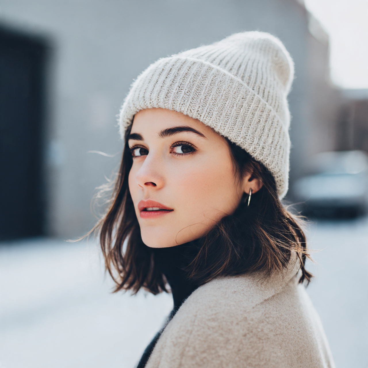 a woman with her hair ends neatly