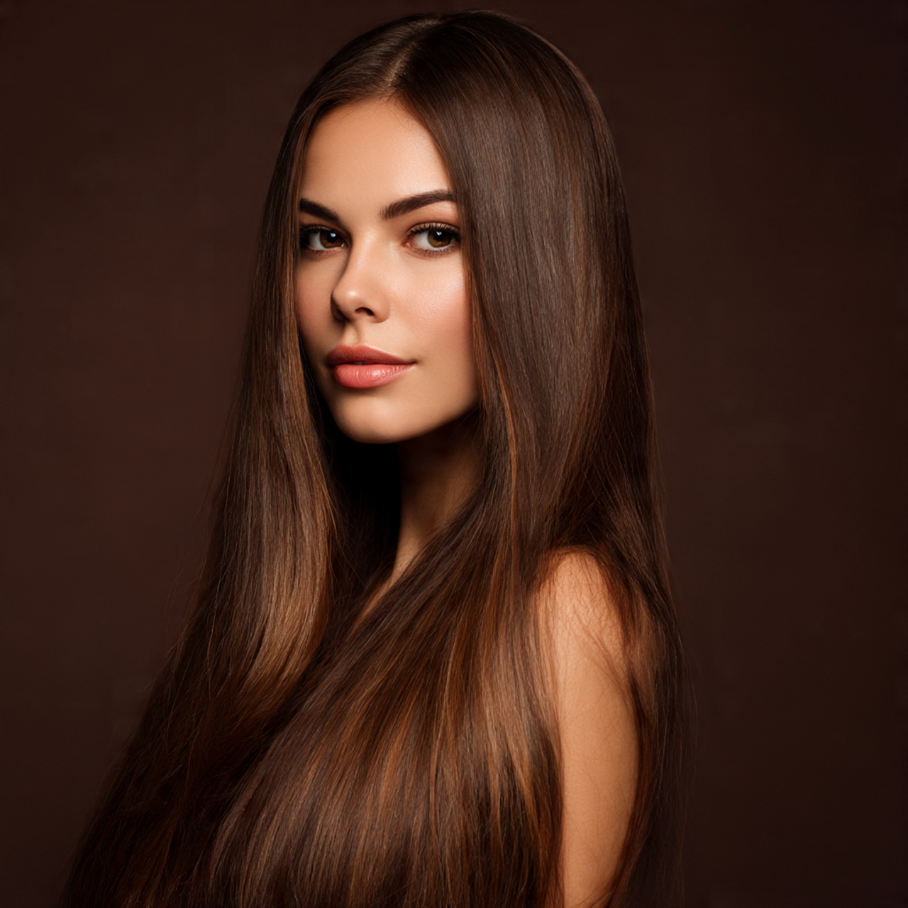 a woman with long glossy brown sugar