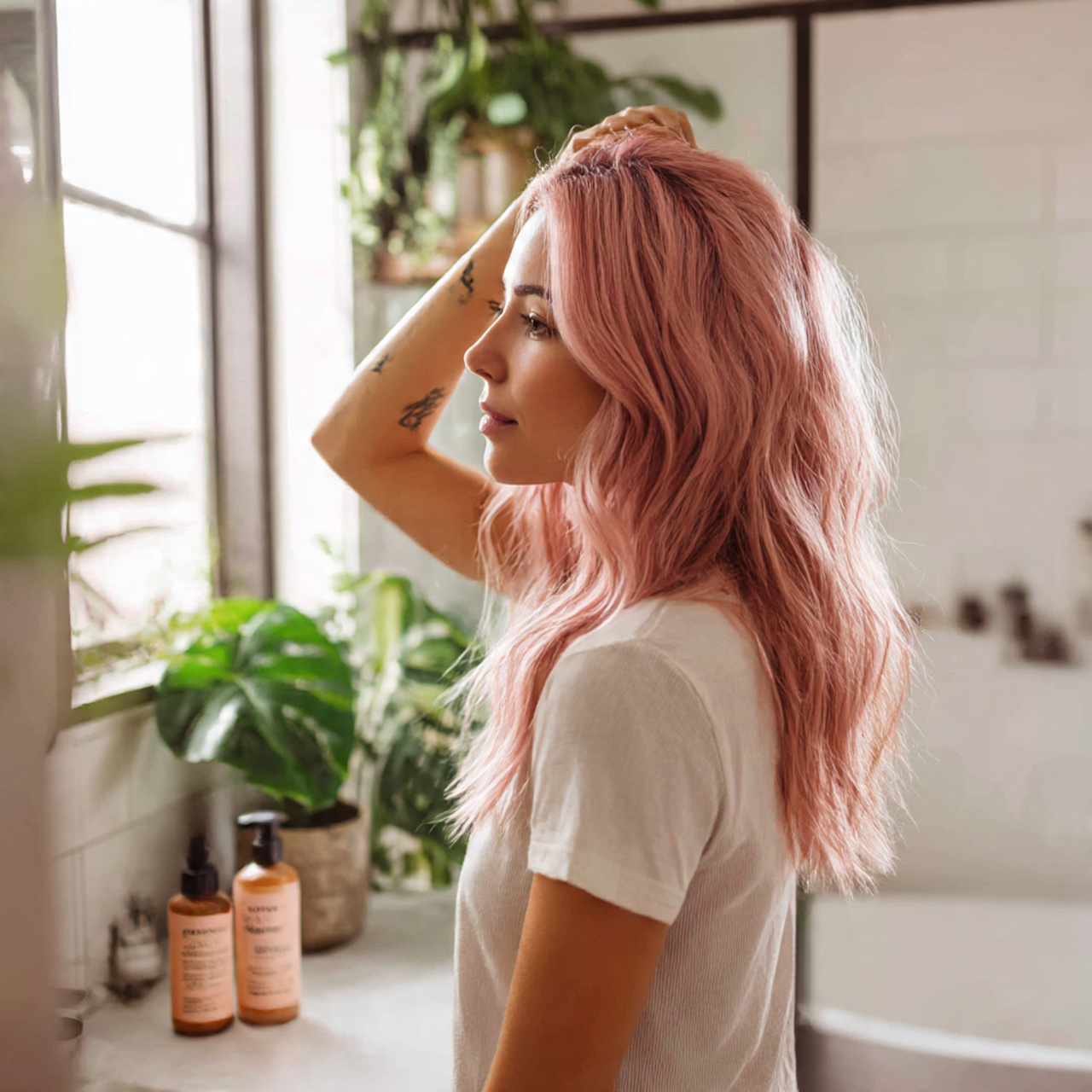 32 Ultimate Pink Hair Color Inspiration for Every Personality 13 a woman with medium length pink hair color